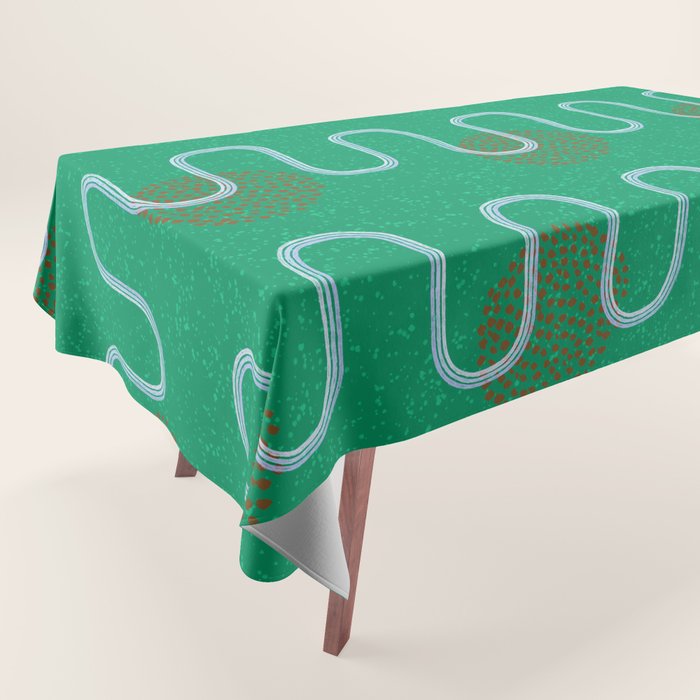 Abstract Fields in Forest Green & Brown Tablecloth Gallery Image 1
