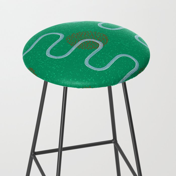 Abstract Fields in Forest Green & Brown Stool Gallery Image 2