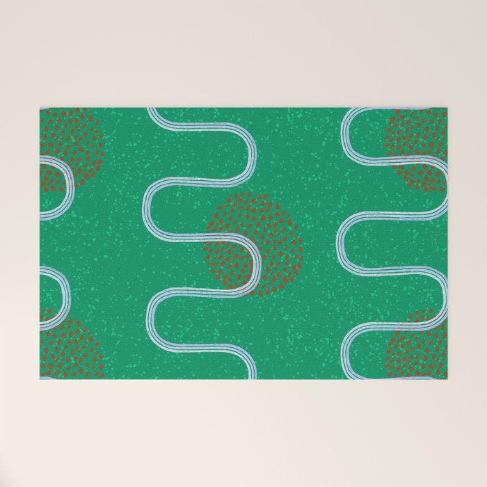 Abstract Fields in Forest Green & Brown Welcome Mat Gallery Image 1