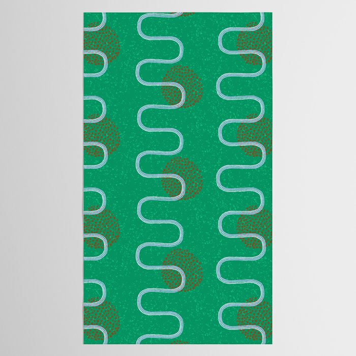 Abstract Fields in Forest Green & Brown Tablecloth Gallery Image 2