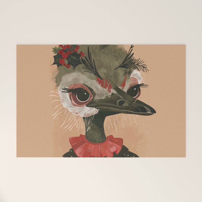 Festive Ostrich Welcome Mat Gallery Image 1