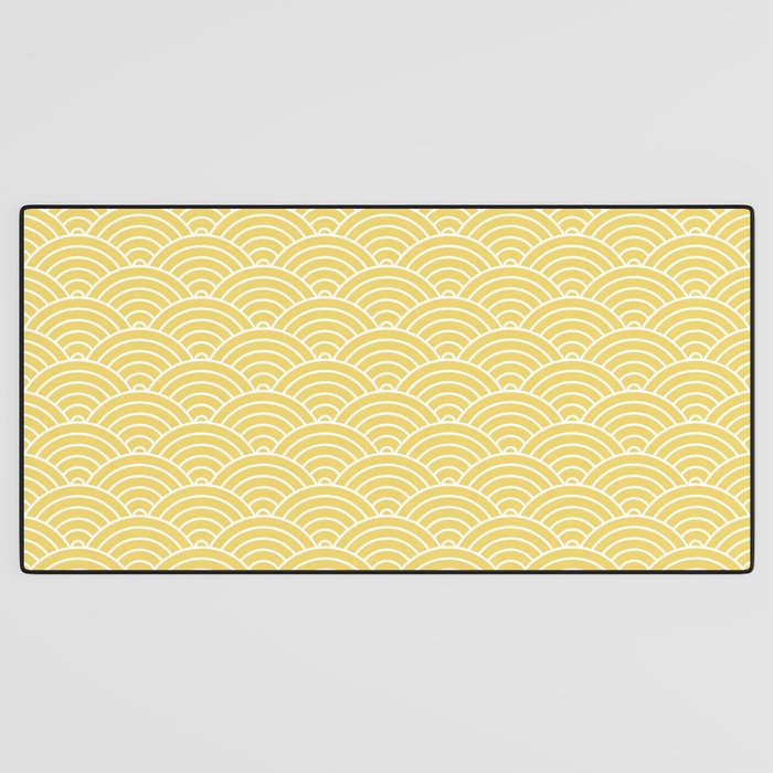 Japanese Waves Pattern Yellow Desk Mat Gallery Image 3