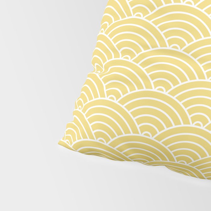 Japanese Waves Pattern Yellow Pillow Sham Gallery Image 4