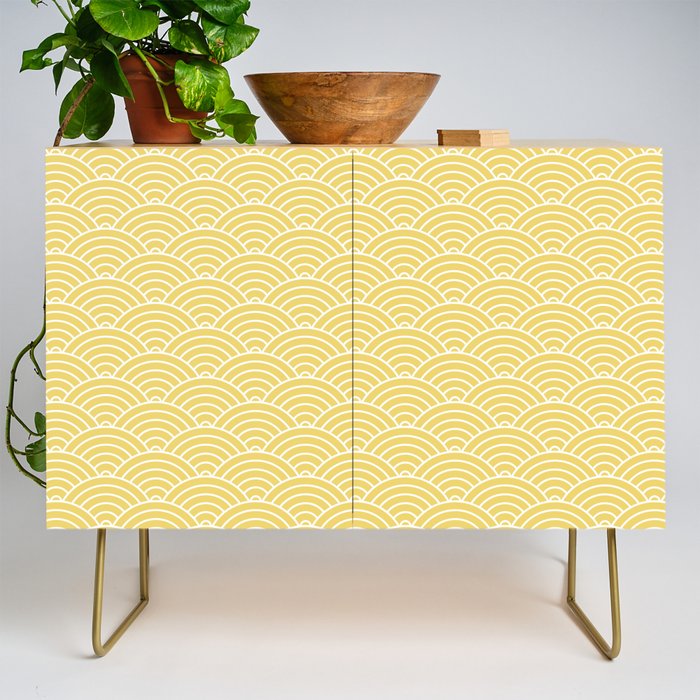 Japanese Waves Pattern Yellow Credenza Gallery Image 1