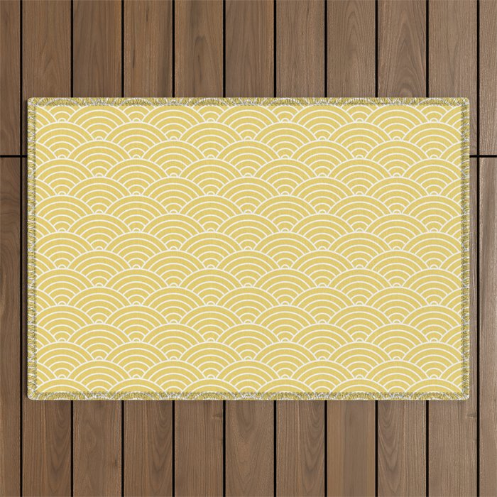 Japanese Waves Pattern Yellow Outdoor Rug Gallery Image 1