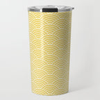 Japanese Waves Pattern Yellow Travel Mug Gallery Image 1
