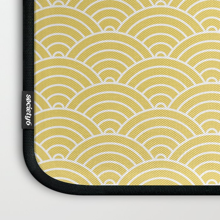 Japanese Waves Pattern Yellow Laptop Sleeve Gallery Image 3
