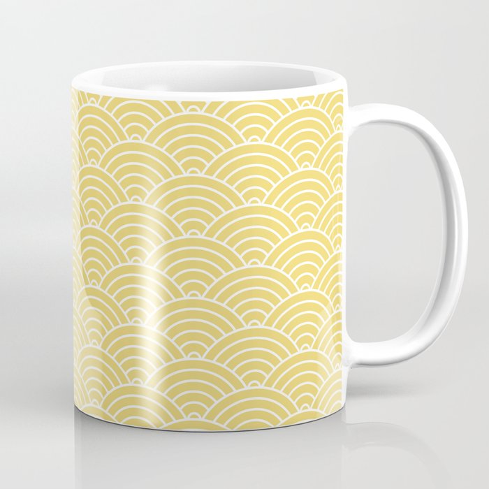Japanese Waves Pattern Yellow Coffee Mug Gallery Image 1