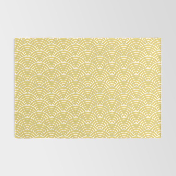 Japanese Waves Pattern Yellow Rug Gallery Image 2