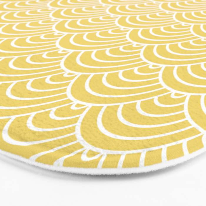 Japanese Waves Pattern Yellow Bath Mat Gallery Image 3
