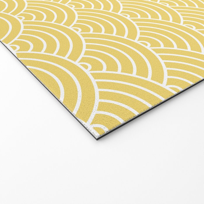 Japanese Waves Pattern Yellow Welcome Mat Gallery Image 2