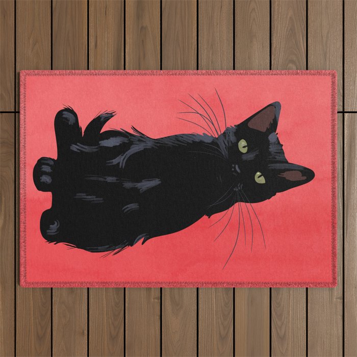 Black cat 2 Outdoor Rug Gallery Image 1