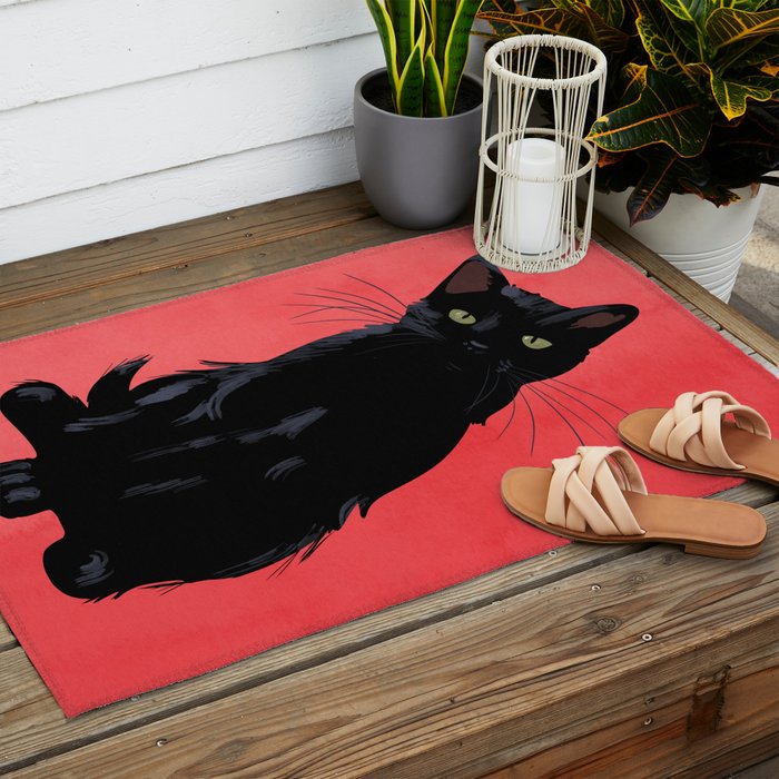 Black cat 2 Outdoor Rug Gallery Image 2