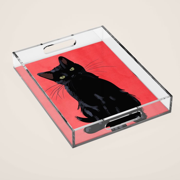 Black cat 2 Acrylic Tray Gallery Image 1