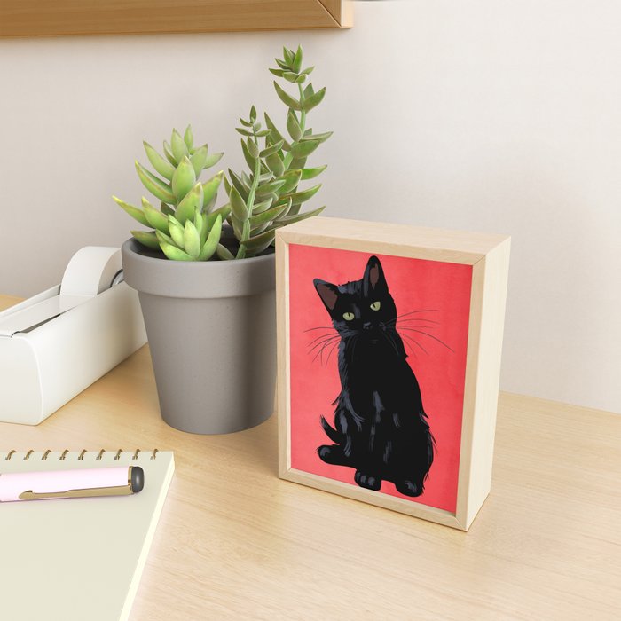 Black cat 2 Mini Art Print Gallery Image 2