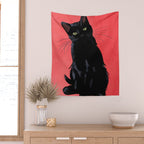 Black cat 2 Wall Tapestry Gallery Image 2