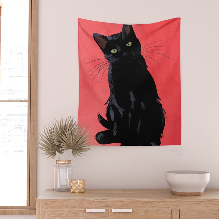 Black cat 2 Wall Tapestry Gallery Image 2