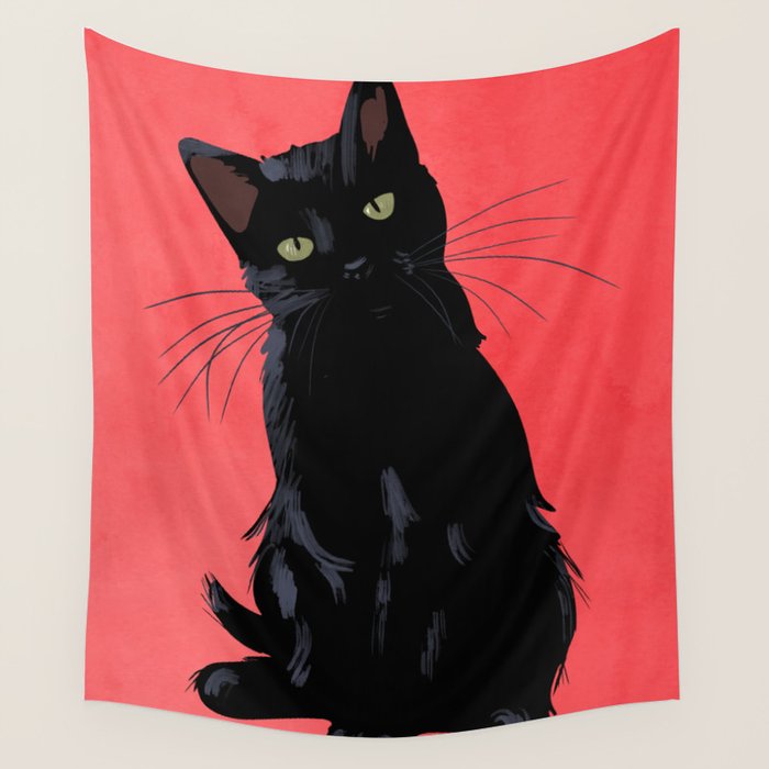 Black cat 2 Wall Tapestry Gallery Image 1