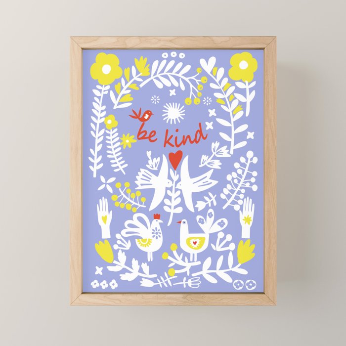 be kind - scandinavian folk art illustration Mini Art Print Gallery Image 1