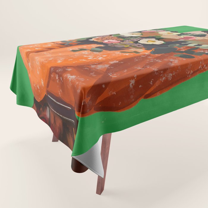 Woman with Flowers Painting Tablecloth Gallery Image 1