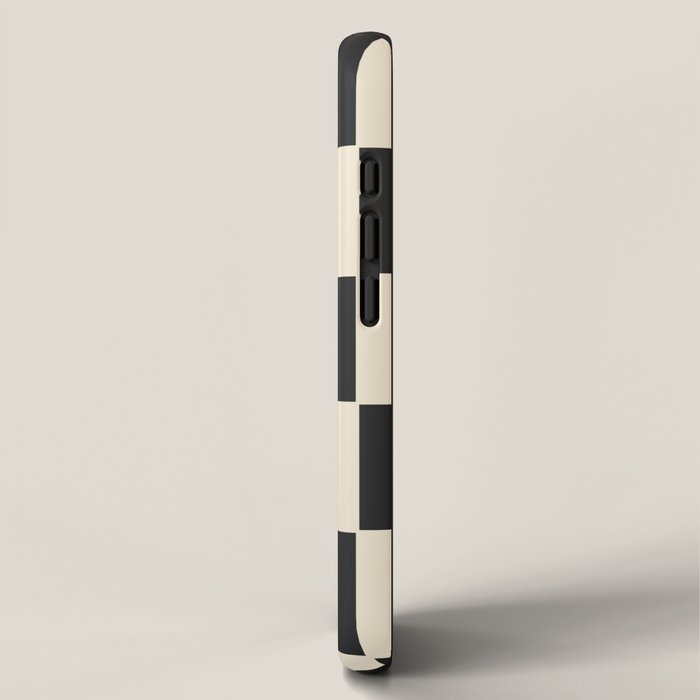 Beige & Black Check, Modern Checkerboard  iPhone Case Gallery Image 2