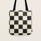 Beige & Black Check, Modern Checkerboard  Tote Bag Gallery Image 1