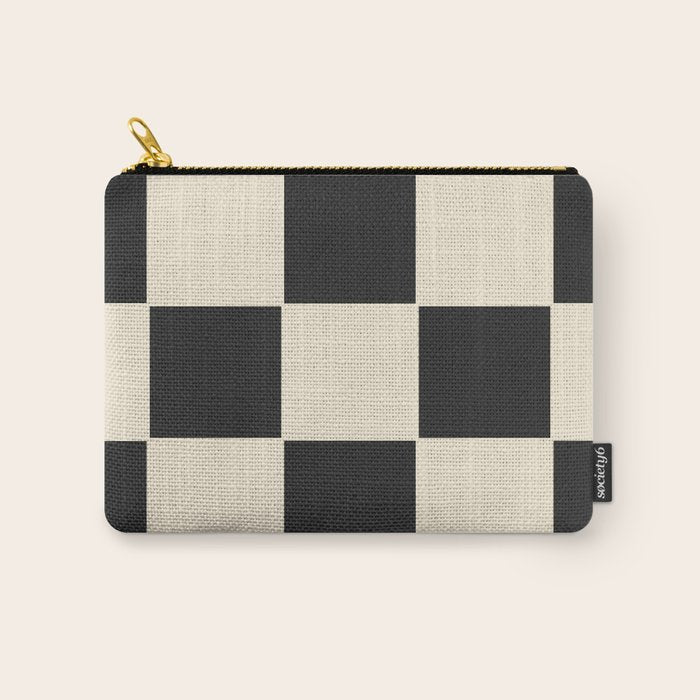 Beige & Black Check, Modern Checkerboard  Carry All Pouch Gallery Image 1