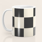 Beige & Black Check, Modern Checkerboard  Coffee Mug Gallery Image 3