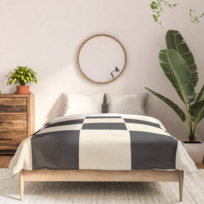 Beige & Black Check, Modern Checkerboard  Comforter Gallery Image 3