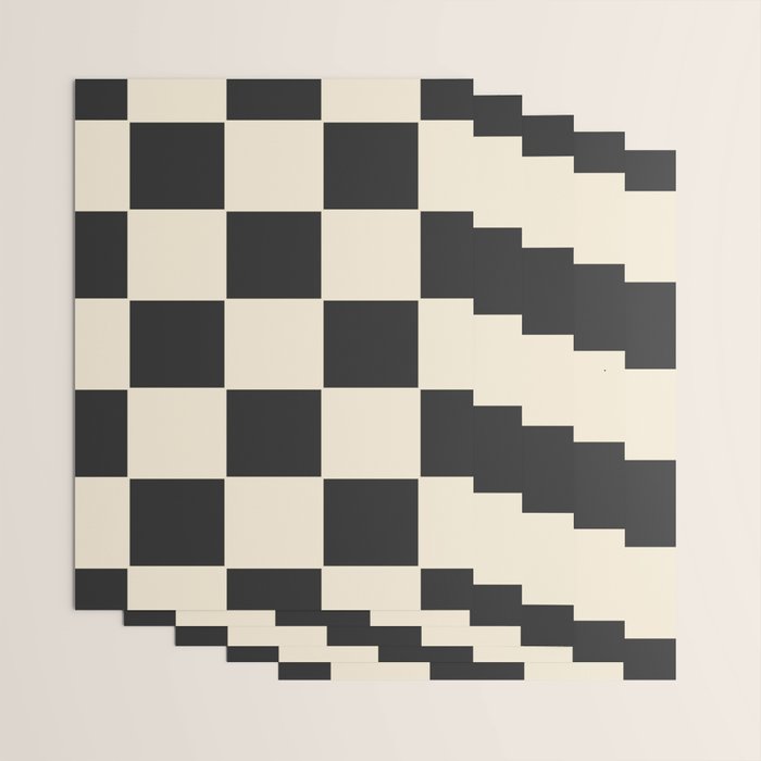 Beige & Black Check, Modern Checkerboard  Wrapping Paper Gallery Image 3