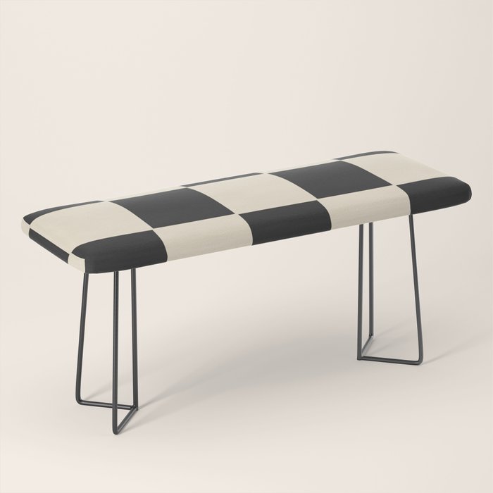 Beige & Black Check, Modern Checkerboard  Bench Gallery Image 1