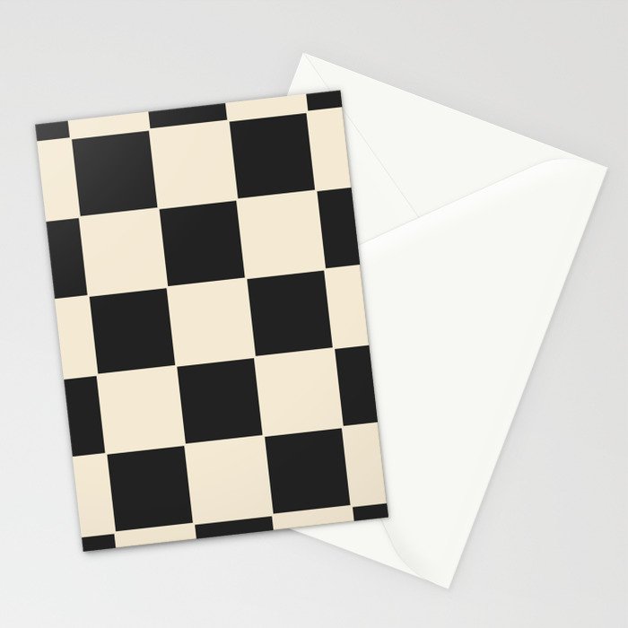Beige & Black Check, Modern Checkerboard  Stationery Card Gallery Image 2
