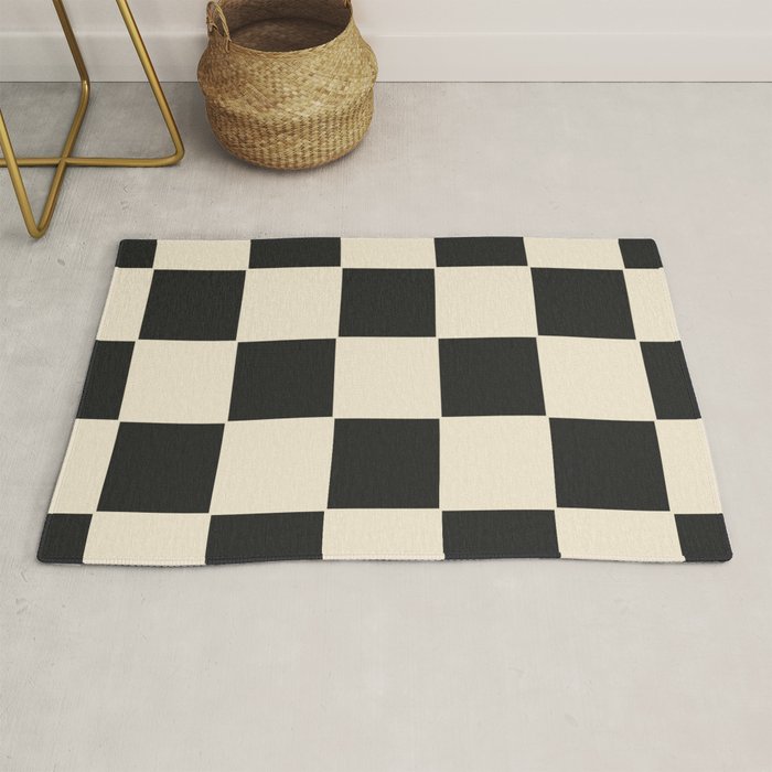 Beige & Black Check, Modern Checkerboard  Rug Gallery Image 1