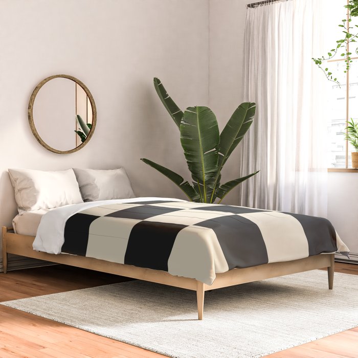 Beige & Black Check, Modern Checkerboard  Comforter Gallery Image 2