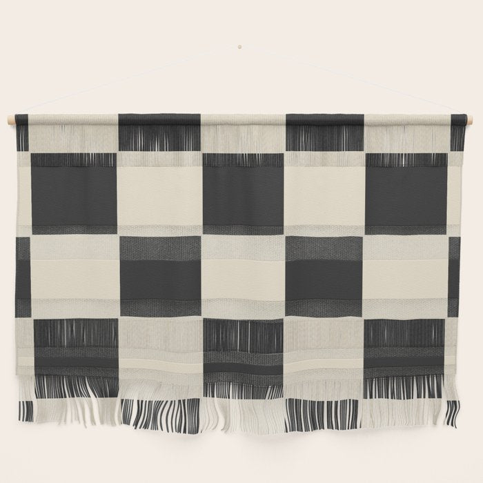 Beige & Black Check, Modern Checkerboard  Wall Hanging Gallery Image 1