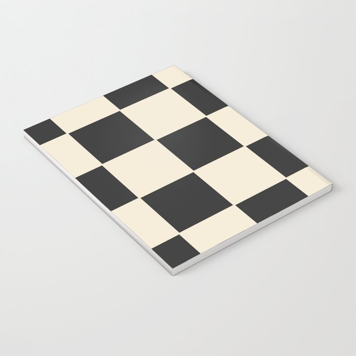 Beige & Black Check, Modern Checkerboard  Notebook Gallery Image 3