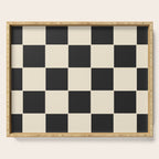 Beige & Black Check, Modern Checkerboard  Serving Tray Gallery Image 1