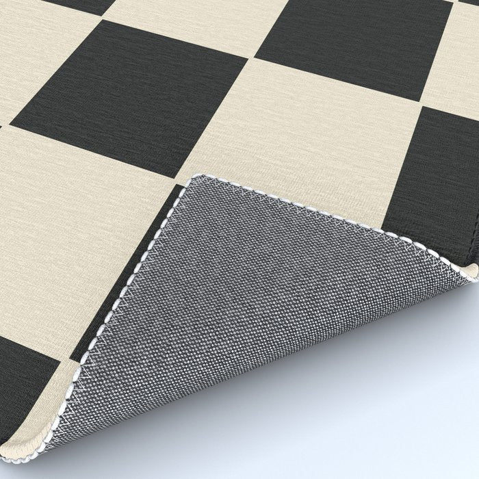 Beige & Black Check, Modern Checkerboard  Rug Gallery Image 4