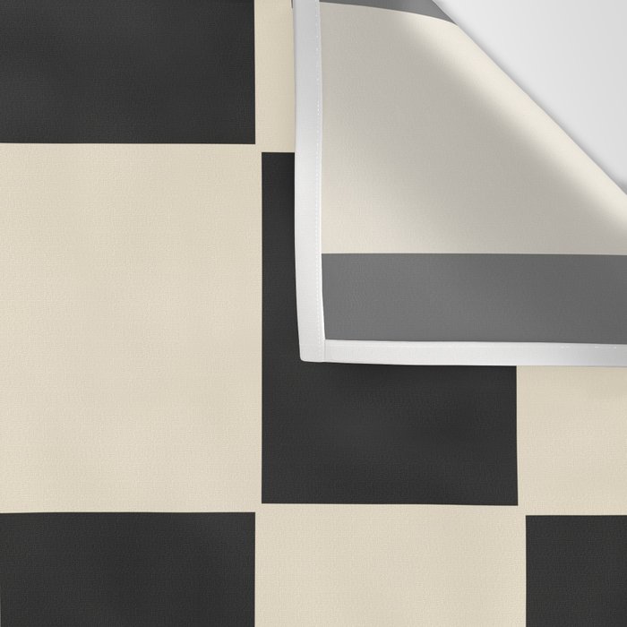 Beige & Black Check, Modern Checkerboard  Wall Tapestry Gallery Image 3