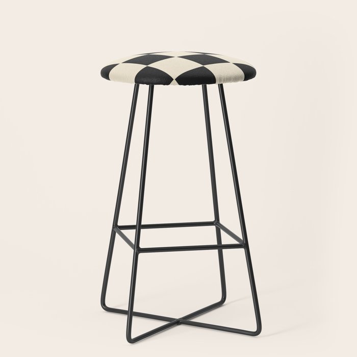 Beige & Black Check, Modern Checkerboard  Stool Gallery Image 1