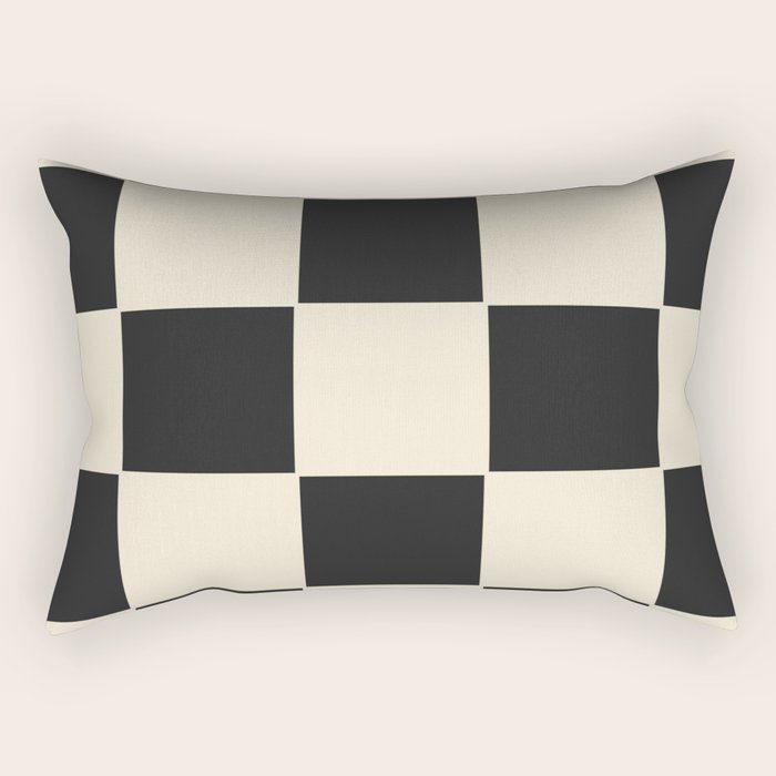 Beige & Black Check, Modern Checkerboard  Rectangular Pillow Gallery Image 2