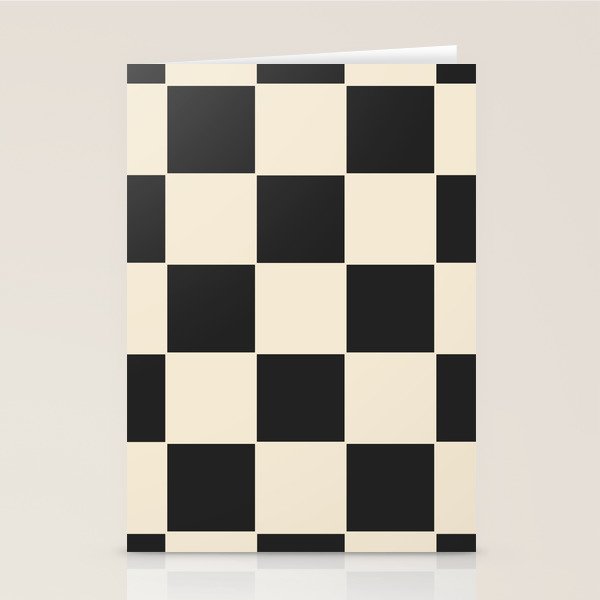 Beige & Black Check, Modern Checkerboard  Stationery Card Gallery Image 2