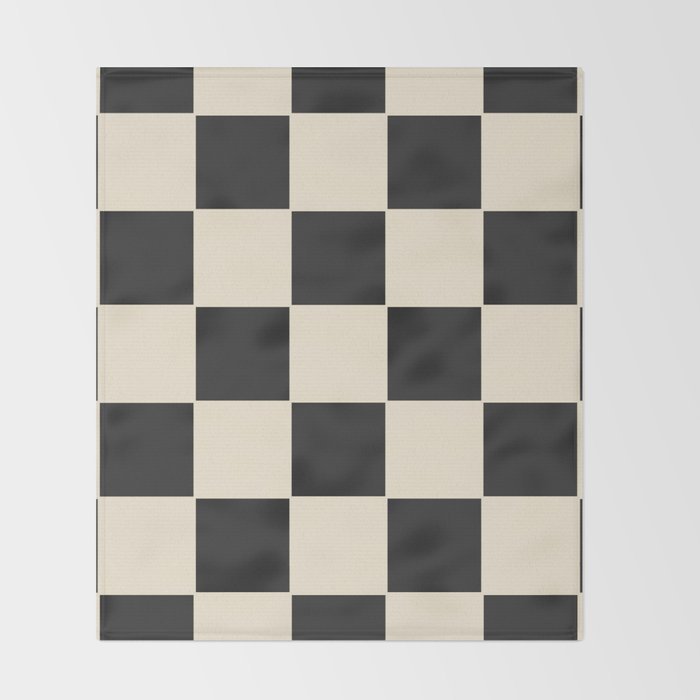 Beige & Black Check, Modern Checkerboard  Throw Blanket Gallery Image 2