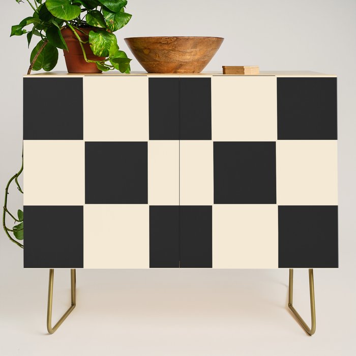 Beige & Black Check, Modern Checkerboard  Credenza Gallery Image 1