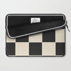 Beige & Black Check, Modern Checkerboard  Laptop Sleeve Gallery Image 2