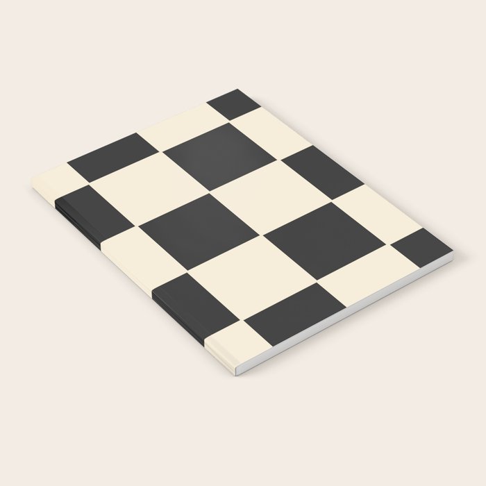 Beige & Black Check, Modern Checkerboard  Notebook Gallery Image 1