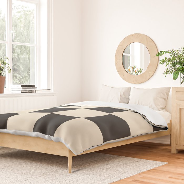 Beige & Black Check, Modern Checkerboard  Duvet Cover Gallery Image 2