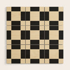 Beige & Black Check, Modern Checkerboard  Wood Wall Art Gallery Image 1