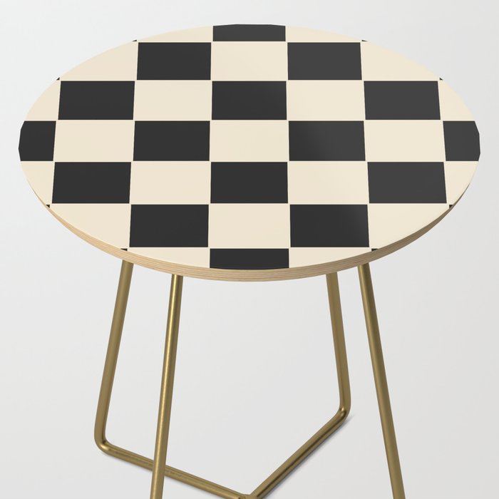 Beige & Black Check, Modern Checkerboard  Side Table Gallery Image 2