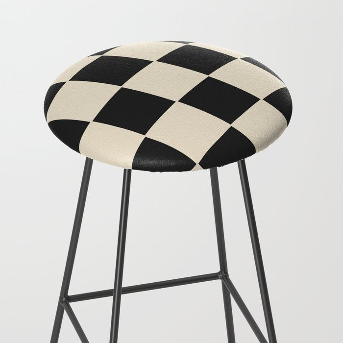 Beige & Black Check, Modern Checkerboard  Stool Gallery Image 2